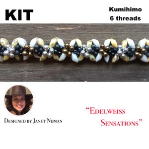 Kumihimo kit incl pattern tutorial 6 threads Edelweiss Sensations bracelet Kumihimo Style image 2