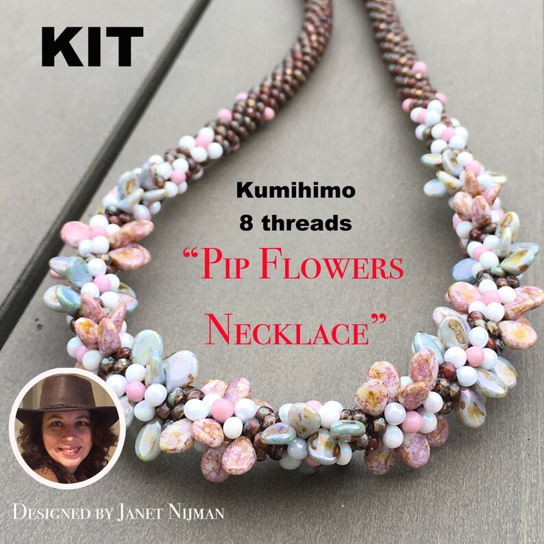 Kumihimo 8 threads pattern tutorial Pip flowers Etsy