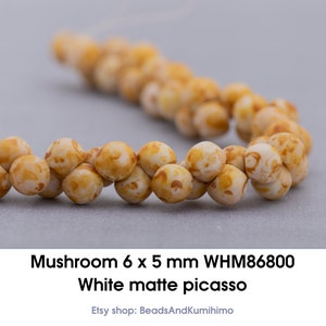 Perle a fungo misura 6 x 5 mm (50 perline) WHM86800 Bianco opaco picasso