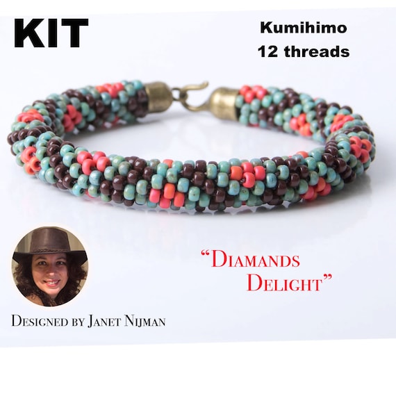 KIT Patrón Kumihimo y tutorial 12 hebras - Etsy