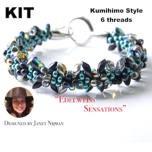 Kumihimo pakket incl patroonhandleiding 6 draden Edelweiss Sensations-armband Kumihimo Style