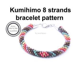 Tutoriel Patron Kumihimo Patron Bracelet Multicolore 8 brins PDF