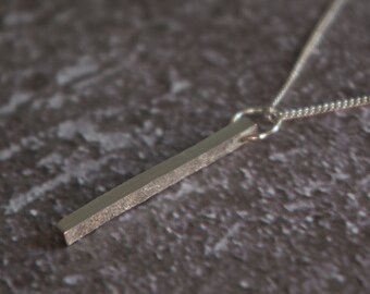 Silver square stick pendant, sparkle and polished finish