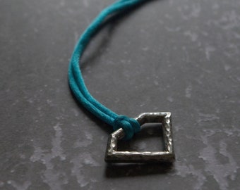 Silver pendant "Gem Shape" (large size) on cord