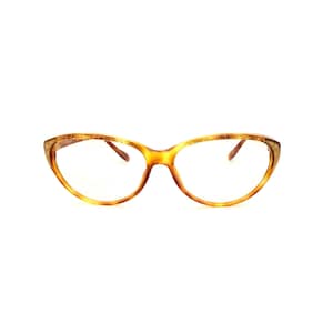 Unworn 1970s Linea Pitti Eyeglasses, Vintage Tortoise Cat-Eye Frames, Gold Glitter & Rhinestones  Made in Italy