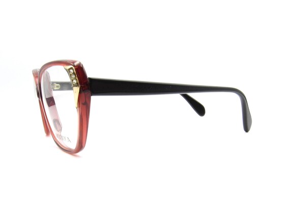 Vintage 1980s Valdottica Eyeglasses – Wine Red Transparent View 4