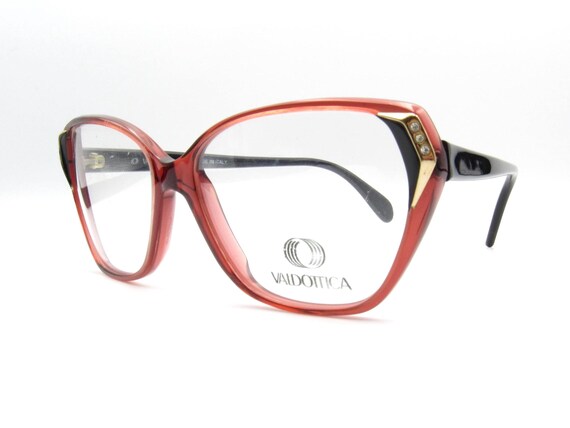 Vintage 1980s Valdottica Eyeglasses – Wine Red Transparent View 3