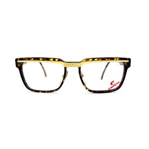 Vintage Austrian 80s Carrera Signature Eyeglass Frame – Optyl Gentleman Model 5377, Transparent Brown Tortoise with Gold Brow Bar, Unisex