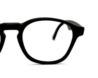Vintage Alexander Julian Wayfarer Eyeglasses: Matte Black Acetate Frames
