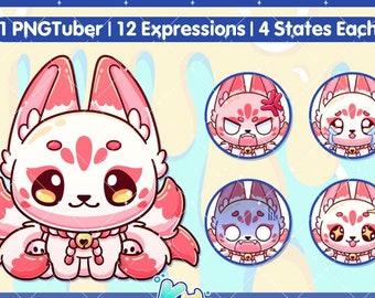 Rot Kitsune PNGTuber Modell | Fuchs PNGTuber | PNGTuber Twitch | Vtuber Objekt | PNGTuber Vorgefertigte | Fuchs Vtuber | Süßer Vtuber | Twitch, Youtube