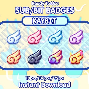 ANGEL WINGS Twitch Sub Badges | Bit Badges | Streamer Emotes | Cute Twitch Badges