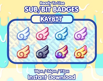 ANGEL WINGS Twitch Sub Badges | Bit Badges | Streamer Emotes | Cute Twitch Badges