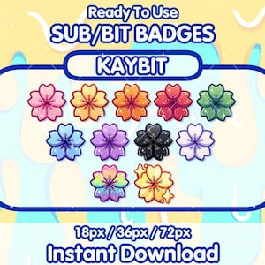 Insignias de suscripción de Twitch de SAKURA FLOWER / Insignias de bits / Íconos de puntos de canal / Insignias de suscripción lindas / Insignias de Discord / Insignias de transmisión / Twitch, YouTube