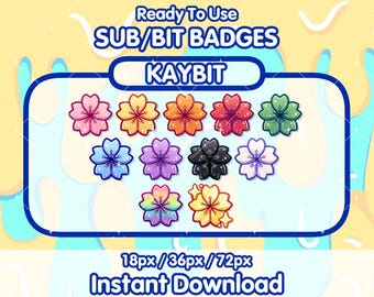 Insignias de suscripción de Twitch de SAKURA FLOWER / Insignias de bits / Íconos de puntos de canal / Insignias de suscripción lindas / Insignias de Discord / Insignias de transmisión / Twitch, YouTube