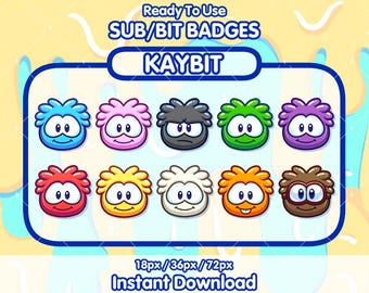 Club Penguin Puffle Sub Badges | Bit Badges | Channel Point Icons | Sub Badges | Discord Badges | Stream Badges | Twitch, YouTube