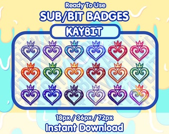 18 Twitch Bit Badges | Sub Badges | Streamer Emotes | Kingdom Hearts Twitch Badges