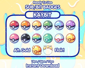 13 PKMN Ball Sub Badges WITH FLAIR | Bit Badges | Channel Point Icons | Sub Badges | Discord Badges | Stream Badges | Twitch, YouTube