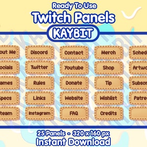 25 Cookie Twitch Panels | Sub Badges | Streamer Emotes | Kawaii | Aesthetic
