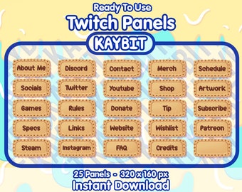 25 Cookie Twitch Panels | Sub Badges | Streamer Emotes | Kawaii | Aesthetic