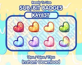 Insignias secundarias de Twitch HEART / Insignias de bits / Gestos de streamer / Insignias lindas de Twitch