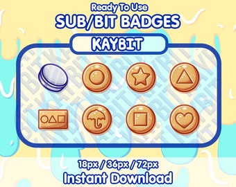 DALGONA COOKIE Twitch Sub Badges | Bit Badges | Streamer Emotes | Squid Game Twitch Badges