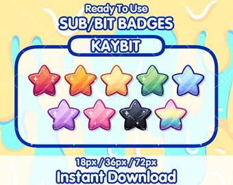 STAR Twitch Sub Badges | Bit Badges | Channel Point Icons | Sub Badges Cute | Discord Badges | Stream Badges | Twitch, YouTube, Discord
