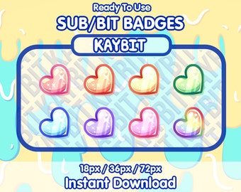 PASTEL HERZ Twitch Sub Badges | Gebissabzeichen | Emotes für deinen Kanal | Niedliche Twitch Badges
