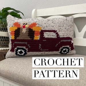 Thankful Turkey Crochet Pattern, Thanksgiving Crochet Pattern, Thanksgiving Pillow Pattern, Thanksgiving Crochet Pillow, Thanksgiving Decor image 1