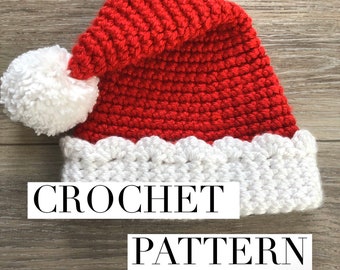 Crochet Santa Hat Pattern, Christmas Hat Pattern, Santa Hat Pattern, Crochet Pattern