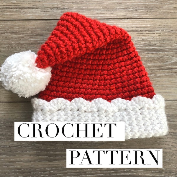 Crochet Santa Hat Pattern, Christmas Hat Pattern, Santa Hat Pattern, Crochet Pattern