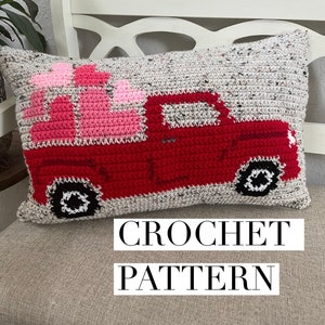 Valentine's Vintage Truck Crochet Pattern, Valentine's Day Pattern, Valentine's Day Crochet Pattern, Valentine's Day Pillow Pattern