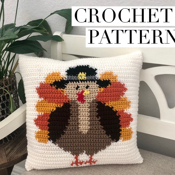 Turkey Crochet Pillow Pattern, Turkey Pillow, Turkey Pattern, Thanksgiving Pillow Pattern, Thanksgiving Pattern, Thanksgiving Pillow