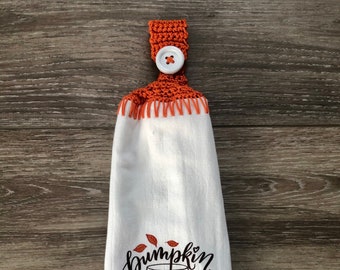 Fall Kitchen Towel, Fall Kitchen Decor, Crochet Kitchen Towel, Crochet Towel Topper, Fall Home Decor, Crochet Home Decor, Fall Towel