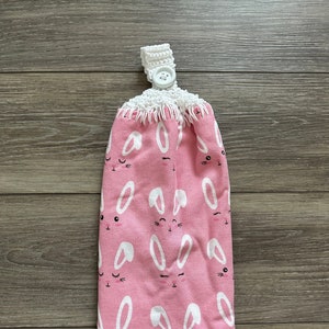 Easter Kitchen Towel with Crochet Topper, Crochet Towel, Spring Kitchen Towel