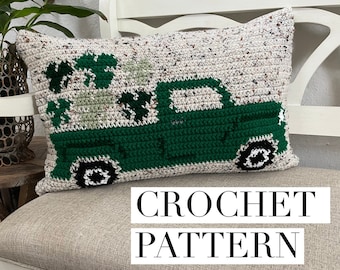 St. Patrick's Vintage Truck Crochet Pattern, St. Patrick's Day Pattern, St. Patrick's Day Crochet Pattern, St. Patrick's Day Pillow Pattern