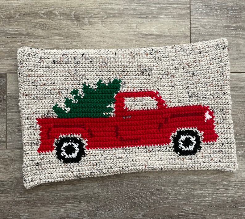Tree Farm Vintage Truck Crochet Pattern, Christmas Crochet Pattern, Christmas Pillow Pattern, Christmas Pattern, Christmas Tree Pattern image 6