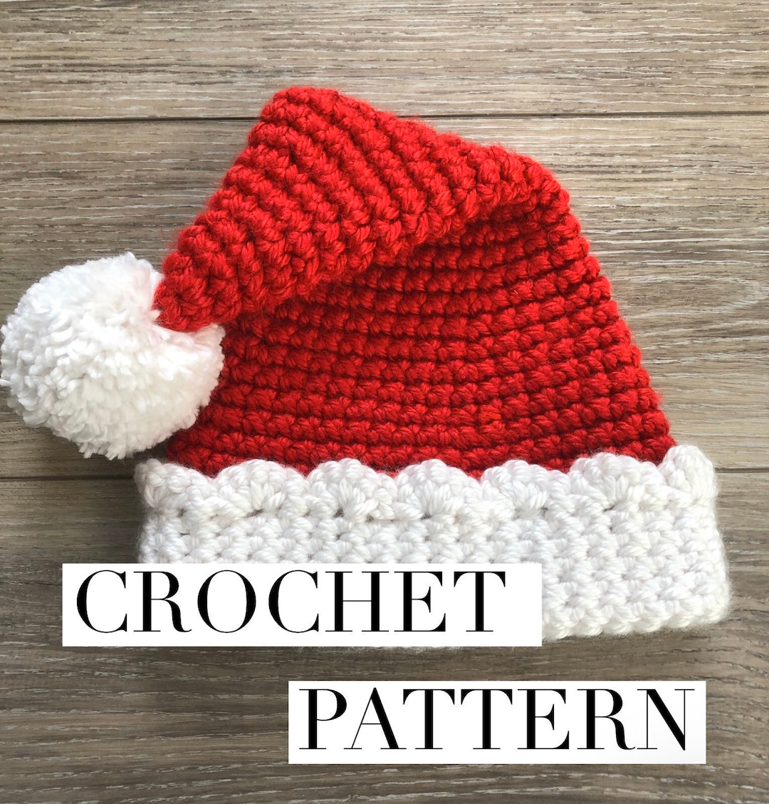 かぎ針編みのサンタ帽子のパターン、大人女性サイズ（デジタル