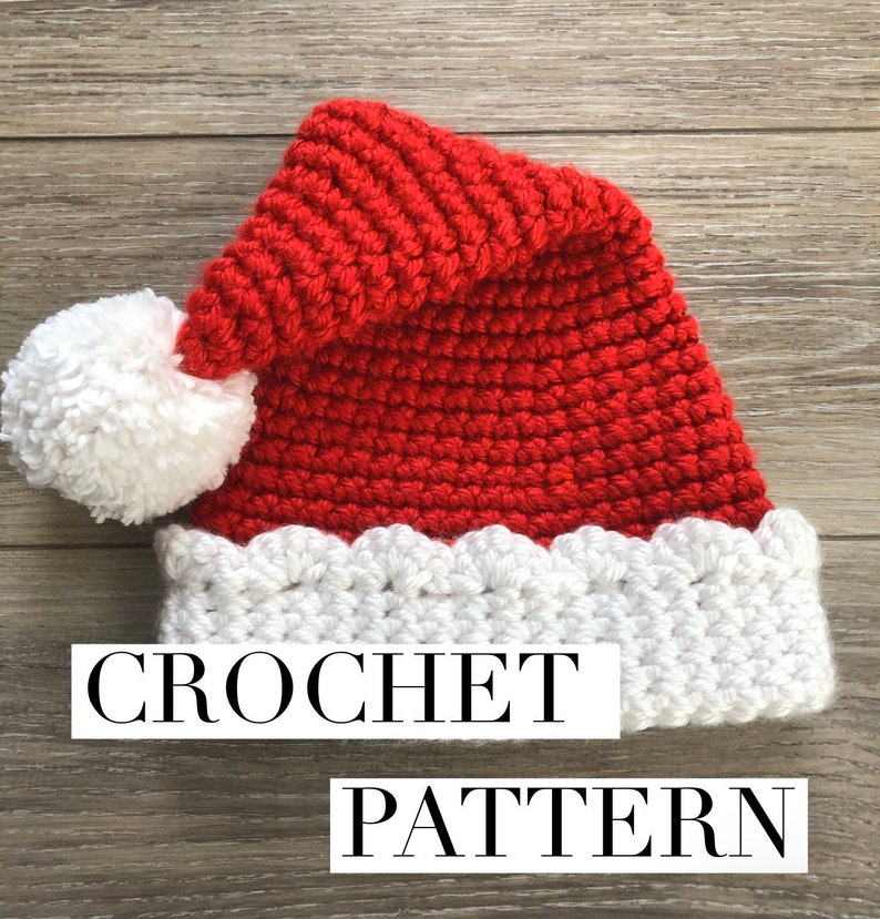 Crochet Santa Hat Pattern Christmas Hat Pattern Santa Hat image 0