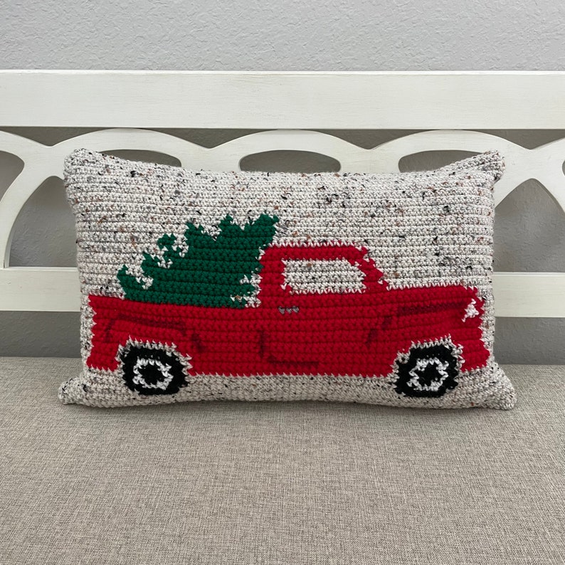 Tree Farm Vintage Truck Crochet Pattern, Christmas Crochet Pattern, Christmas Pillow Pattern, Christmas Pattern, Christmas Tree Pattern image 3