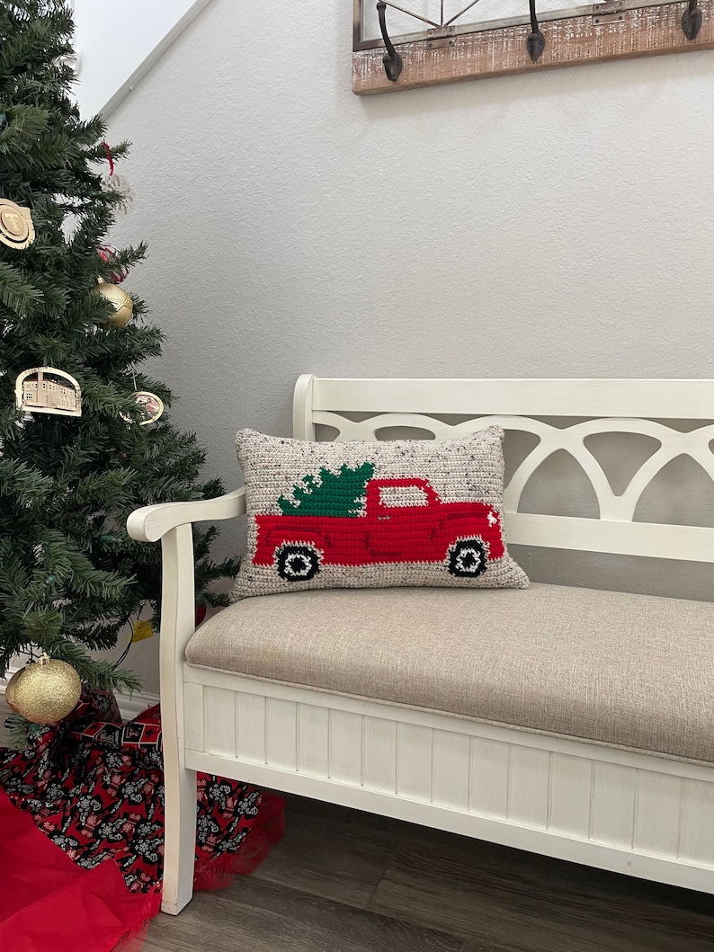 Tree Farm Vintage Truck Crochet Pattern, Christmas Crochet Pattern, Christmas Pillow Pattern, Christmas Pattern, Christmas Tree Pattern image 5