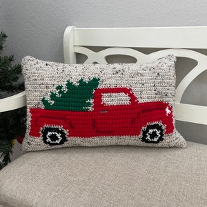 Tree Farm Vintage Truck Crochet Pattern, Christmas Crochet Pattern, Christmas Pillow Pattern, Christmas Pattern, Christmas Tree Pattern image 2