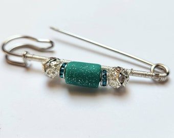 Teal sparkle 2.75" Stock Pin- bead by Unicorn MoonClay