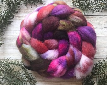 4 available Spinning Fiber Roving Babydoll Southdown Wool 2 Ounce Braid Combed Top Pink Fiber Pink Ombre