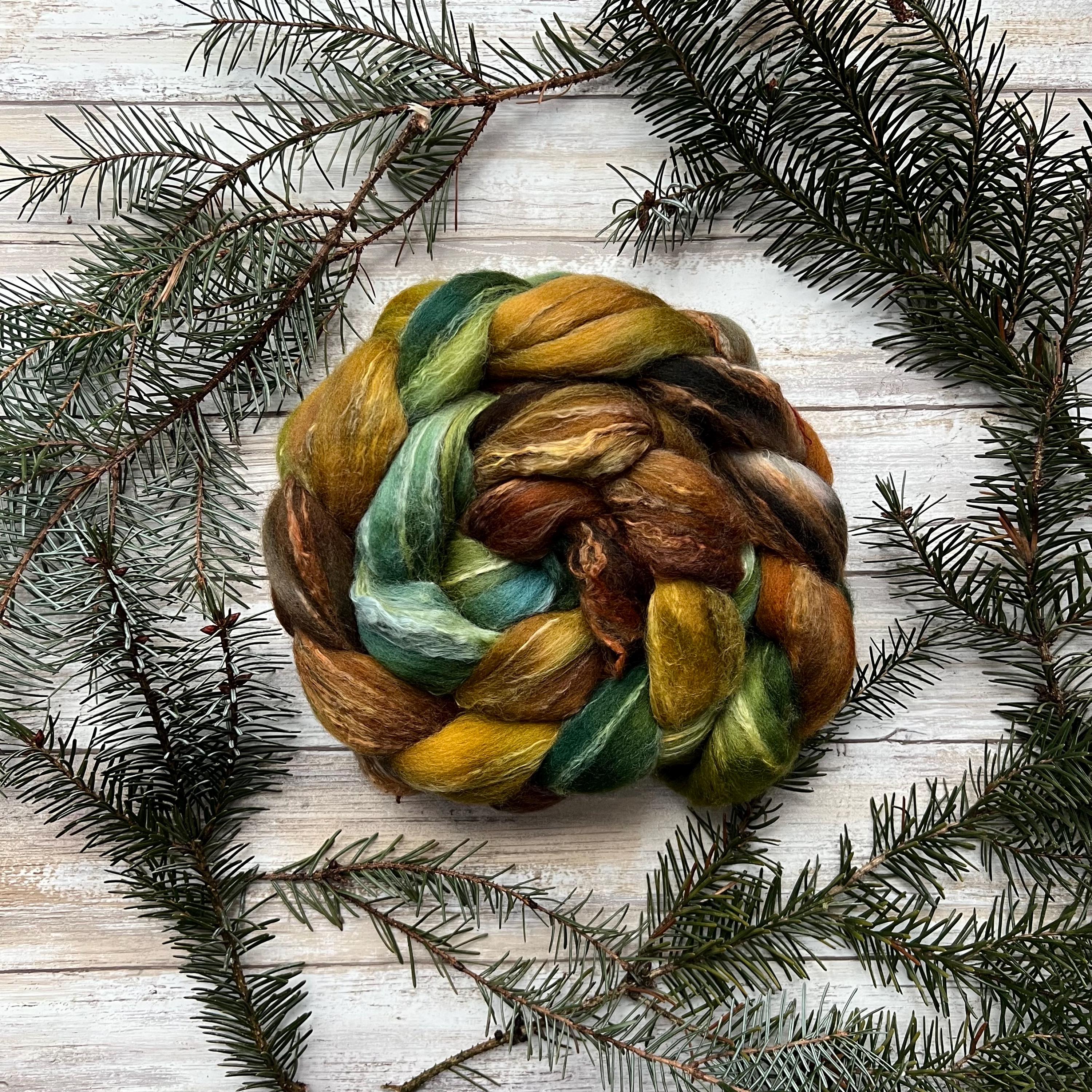 Merino Soy Blend - "Hobbiton" - Hand Dyed Wool Combed Top - Soft Spinning Fiber - Green Soysilk Roving