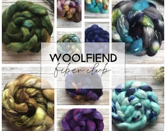 Woolfiend 3 Month Fiber Club - Fiber of the Month - Spinning Felting Weaving Subscription Yarn Roving Combed Top