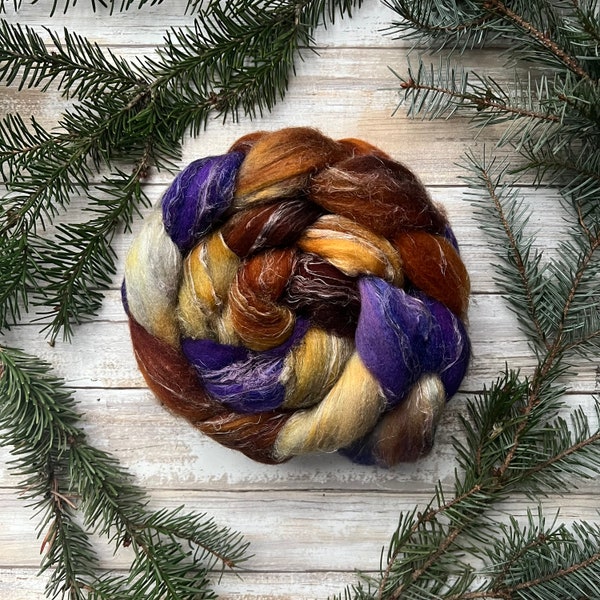 Tease - Merino, Tussah Silk, Flax/Linen Custom Blend Combed Top - Spinning Fiber Roving