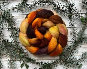 Cormo Combed Top - "Ablaze” - US Grown Hand Dyed Spinning Fiber - Soft Fiber for Spinning