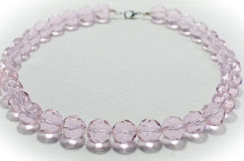 Pink Crystal Necklace Beaded Glass Statement Jewelry Pink Etsy