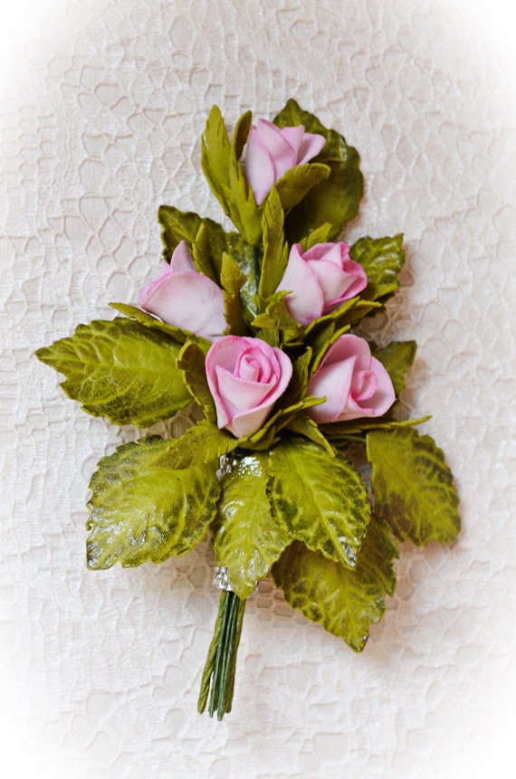 Pink Rose Brooch Pink Flower Pin Wedding Bridal Brooch Etsy