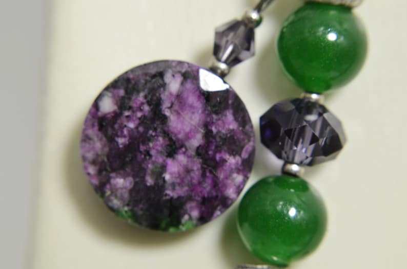 Beaded Gemstone Set Natural Ruby Zoisite Green and Purple Unique One of a Kind Artisan Jewelry Gift Chrysoprase Necklace Bracelet Set of 3
